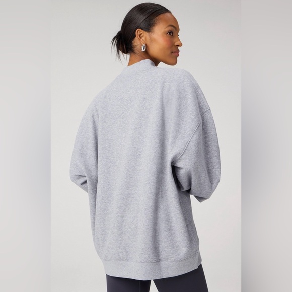 Fabletics Terry Oversized Mock Neck Sweatshirt | XXS | NWT | Gray Heather - Picture 3 of 10